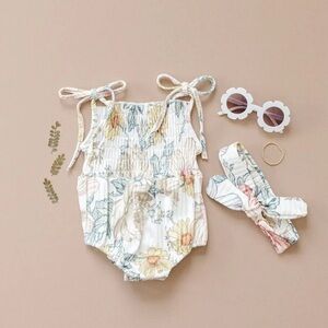 Reverie Threads Floral Baby Romper with Headband